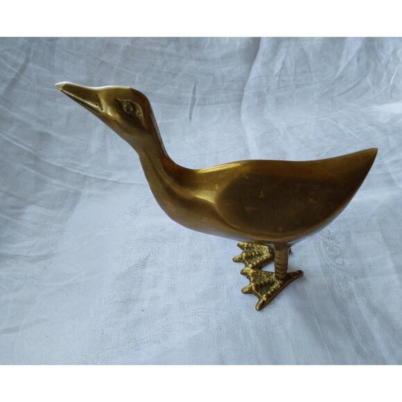 Vintage brass goose or duck standing with head looking up made in Korea - Picture 1 of 9